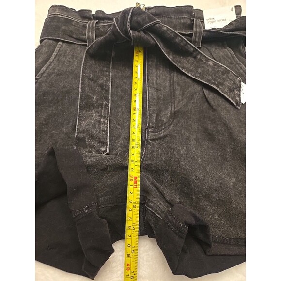 Express Shortie Extreme High Rise Womens Shorts Sz 4 Black Belted Waist Stretch - Picture 5 of 13